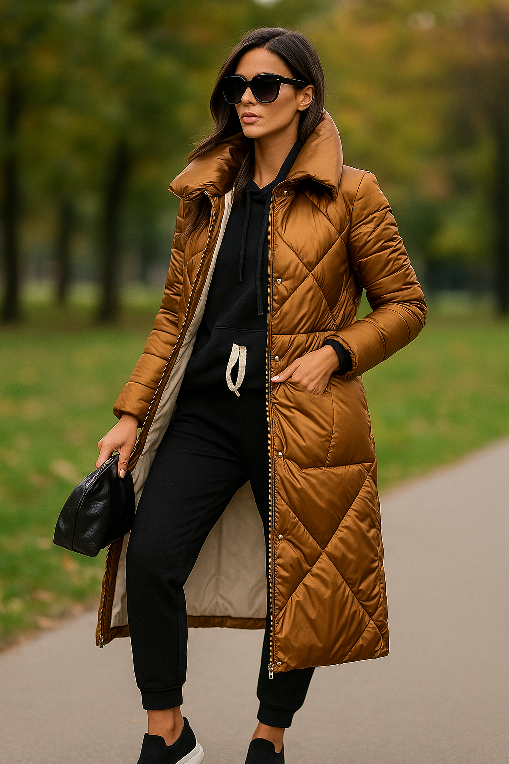 ELEGANTE CAPPOTTO TRAPUNTATO LUNGO