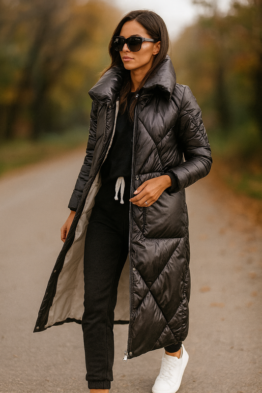 ELEGANTE CAPPOTTO TRAPUNTATO LUNGO